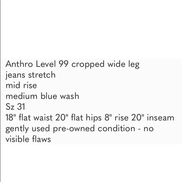 Anthro Level 99 crop wide leg jeans stretch - Picture 6 of 6